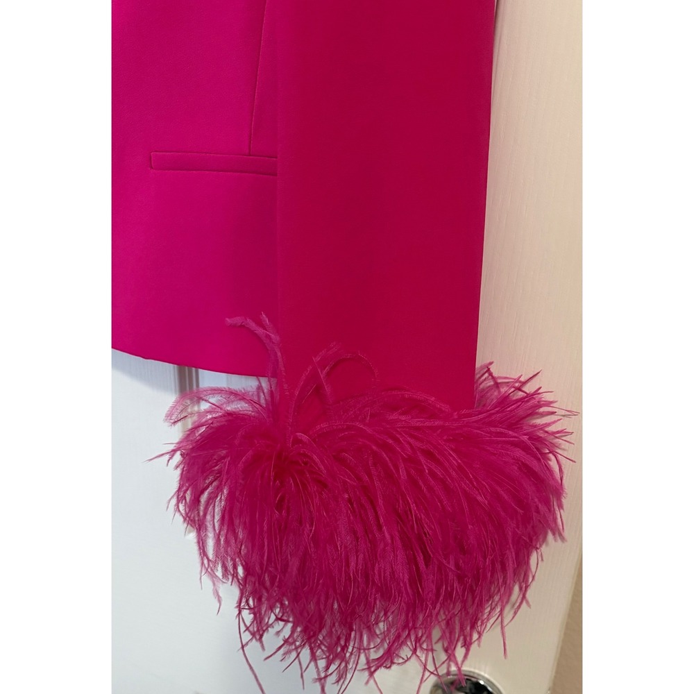 Zara Feather Cuff Blazer Fuschia Avant Garde Women's Oversized XS Barbie NWOT - Picture 5 of 8
